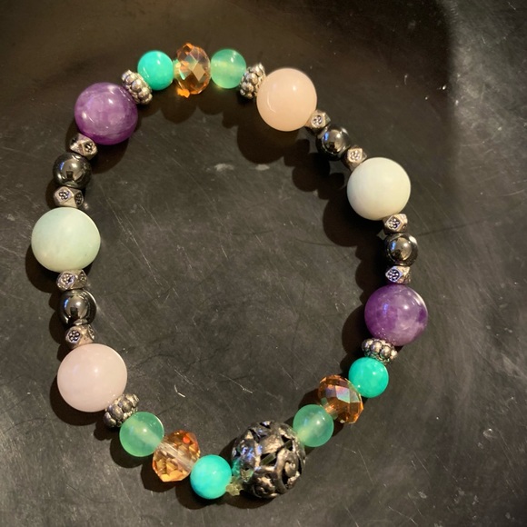 Mala Prayer Bead Necklace 14" with matching stretchy bead bracelet - Picture 6 of 8